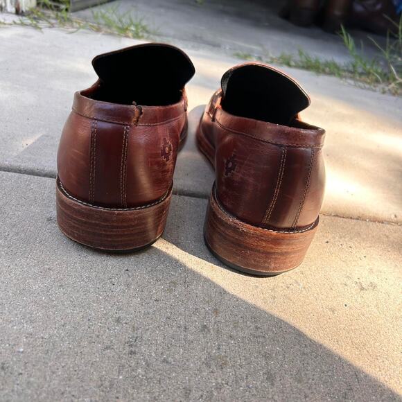 Brown leather loafers with a main image 5